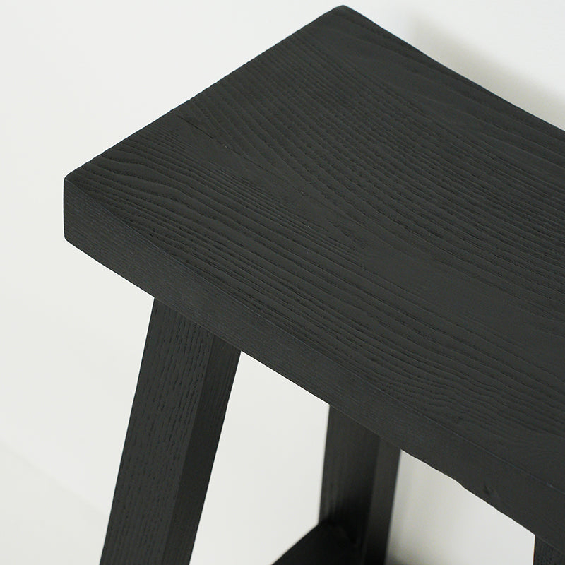 Contemporary Black Ash Solid Wood Armless Bar Stool with Footrest Clearhalo 'Bar Furniture' 'Bar Stools' 'bar_stools' 'furn' 'furn_bar_stools' 'Furniture' 'Kitchen & Dining Furniture' 7794910