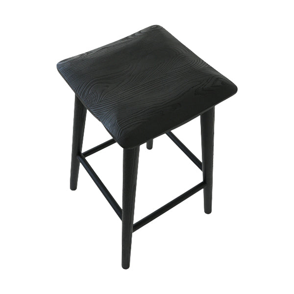 Contemporary Black Ash Solid Wood Armless Bar Stool with Footrest Matte Black 1 Piece Clearhalo 'Bar Furniture' 'Bar Stools' 'bar_stools' 'furn' 'furn_bar_stools' 'Furniture' 'Kitchen & Dining Furniture' 7794911