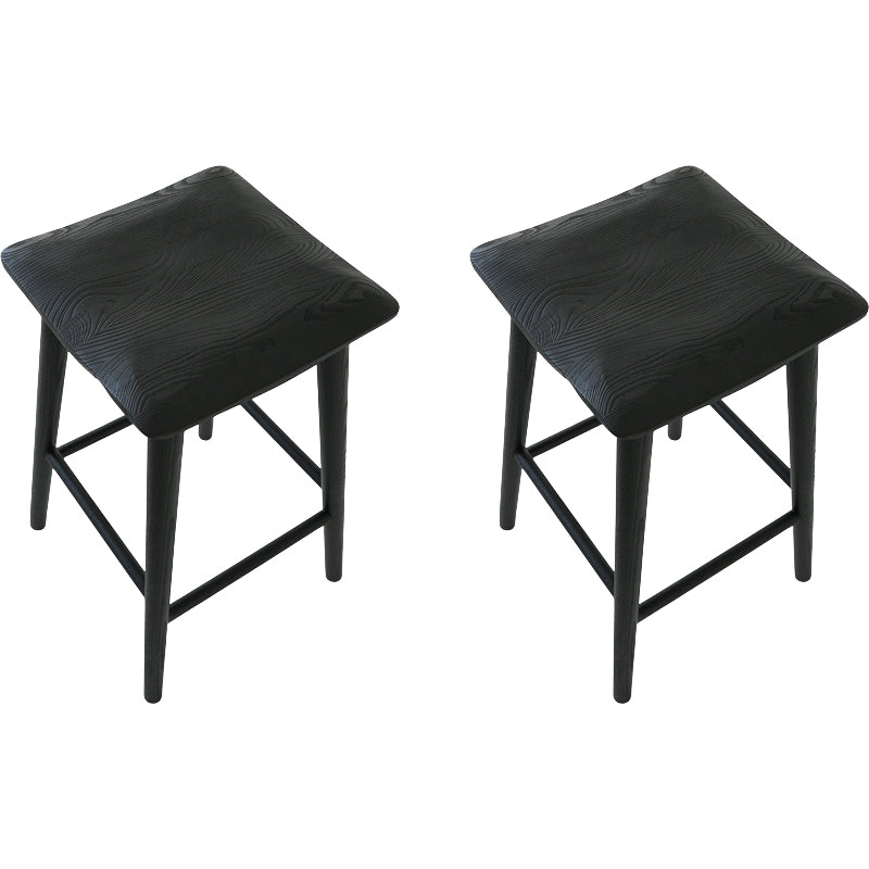 Contemporary Black Ash Solid Wood Armless Bar Stool with Footrest Matte Black 2 Piece Set Clearhalo 'Bar Furniture' 'Bar Stools' 'bar_stools' 'furn' 'furn_bar_stools' 'Furniture' 'Kitchen & Dining Furniture' 7794912