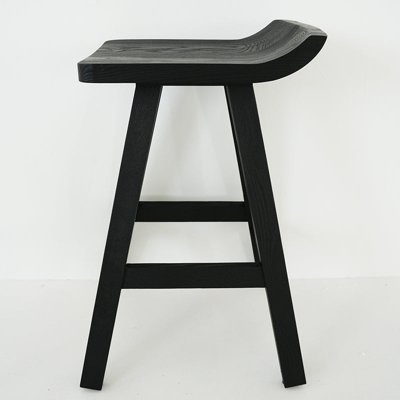 Contemporary Black Ash Solid Wood Armless Bar Stool with Footrest Clearhalo 'Bar Furniture' 'Bar Stools' 'bar_stools' 'furn' 'furn_bar_stools' 'Furniture' 'Kitchen & Dining Furniture' 7794913