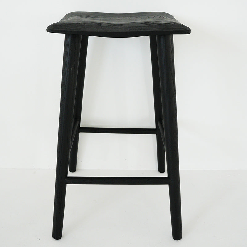 Contemporary Black Ash Solid Wood Armless Bar Stool with Footrest Clearhalo 'Bar Furniture' 'Bar Stools' 'bar_stools' 'furn' 'furn_bar_stools' 'Furniture' 'Kitchen & Dining Furniture' 7794914