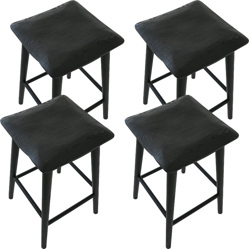 Contemporary Black Ash Solid Wood Armless Bar Stool with Footrest Matte Black 4 Piece Set Clearhalo 'Bar Furniture' 'Bar Stools' 'bar_stools' 'furn' 'furn_bar_stools' 'Furniture' 'Kitchen & Dining Furniture' 7794915