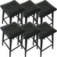 Contemporary Black Ash Solid Wood Armless Bar Stool with Footrest Matte Black 6 Piece Set Clearhalo 'Bar Furniture' 'Bar Stools' 'bar_stools' 'furn' 'furn_bar_stools' 'Furniture' 'Kitchen & Dining Furniture' 7794916