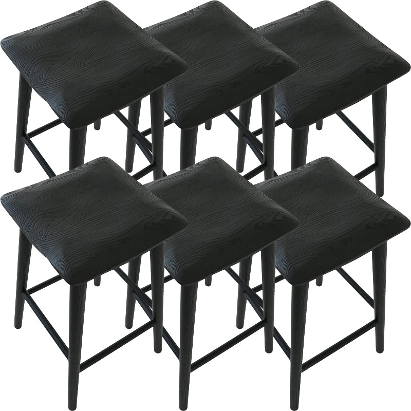 Contemporary Black Ash Solid Wood Armless Bar Stool with Footrest Matte Black 6 Piece Set Clearhalo 'Bar Furniture' 'Bar Stools' 'bar_stools' 'furn' 'furn_bar_stools' 'Furniture' 'Kitchen & Dining Furniture' 7794916