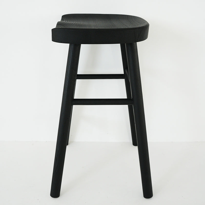 Contemporary Black Ash Solid Wood Armless Bar Stool with Footrest Clearhalo 'Bar Furniture' 'Bar Stools' 'bar_stools' 'furn' 'furn_bar_stools' 'Furniture' 'Kitchen & Dining Furniture' 7794917
