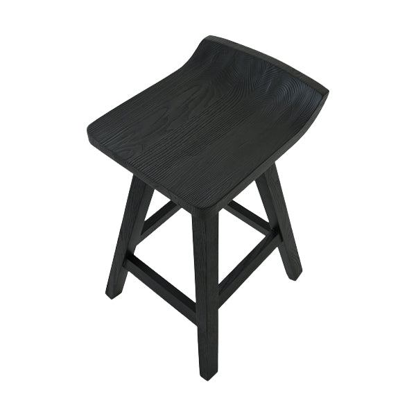 Contemporary Black Ash Solid Wood Armless Bar Stool with Footrest Clearhalo 'Bar Furniture' 'Bar Stools' 'bar_stools' 'furn' 'furn_bar_stools' 'Furniture' 'Kitchen & Dining Furniture' 7794918