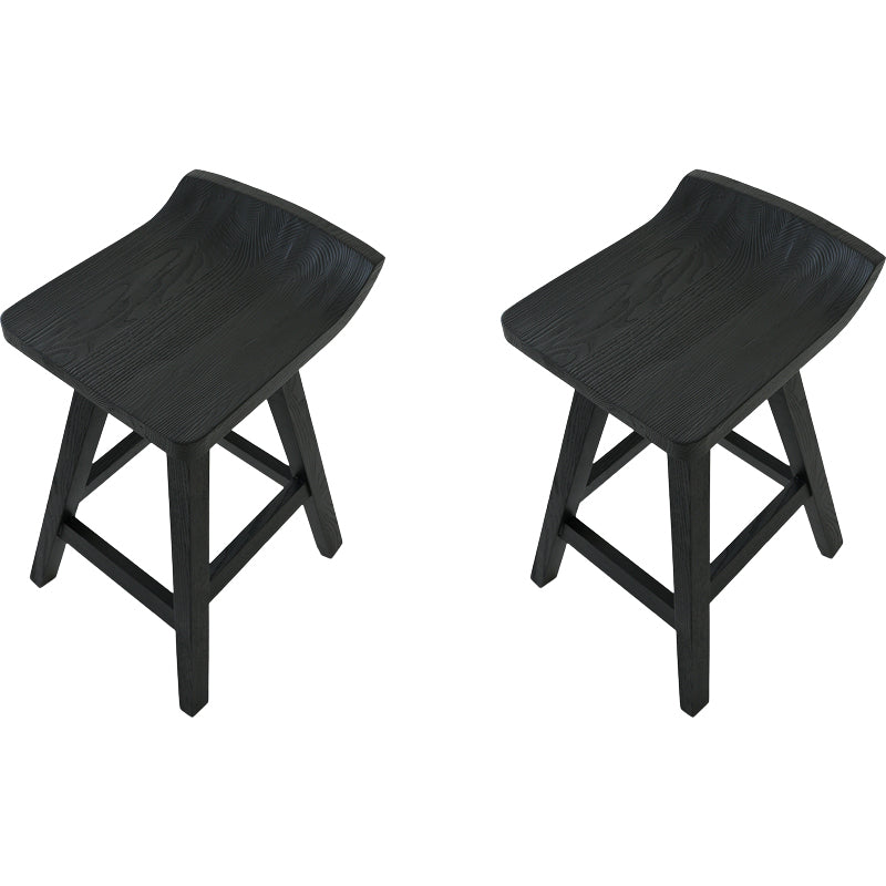 Contemporary Black Ash Solid Wood Armless Bar Stool with Footrest Antique Black 2 Piece Set Clearhalo 'Bar Furniture' 'Bar Stools' 'bar_stools' 'furn' 'furn_bar_stools' 'Furniture' 'Kitchen & Dining Furniture' 7794921