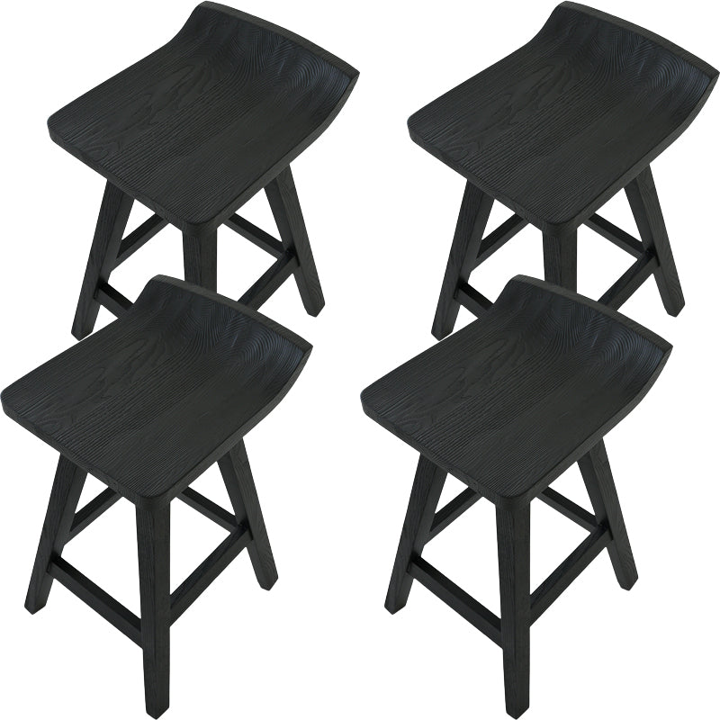 Contemporary Black Ash Solid Wood Armless Bar Stool with Footrest Antique Black 4 Piece Set Clearhalo 'Bar Furniture' 'Bar Stools' 'bar_stools' 'furn' 'furn_bar_stools' 'Furniture' 'Kitchen & Dining Furniture' 7794922