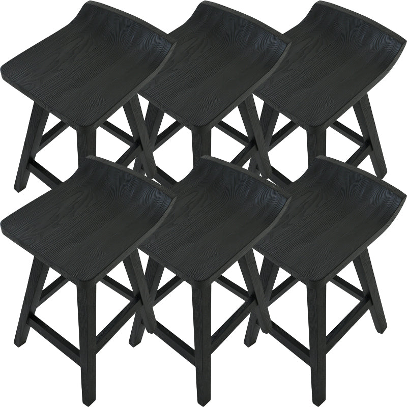 Contemporary Black Ash Solid Wood Armless Bar Stool with Footrest Antique Black 6 Piece Set Clearhalo 'Bar Furniture' 'Bar Stools' 'bar_stools' 'furn' 'furn_bar_stools' 'Furniture' 'Kitchen & Dining Furniture' 7794923