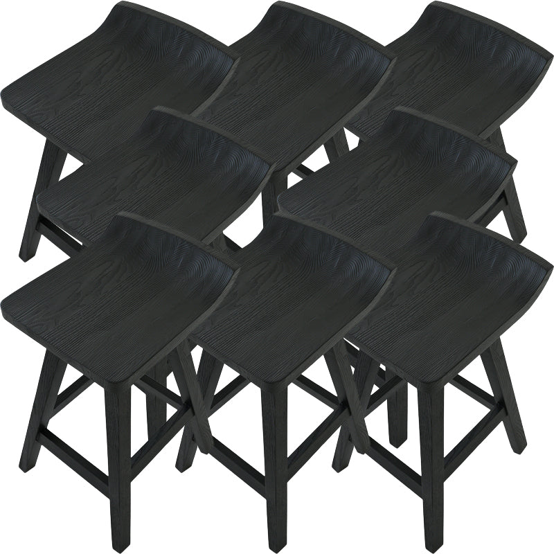 Contemporary Black Ash Solid Wood Armless Bar Stool with Footrest Antique Black 8 Piece Set Clearhalo 'Bar Furniture' 'Bar Stools' 'bar_stools' 'furn' 'furn_bar_stools' 'Furniture' 'Kitchen & Dining Furniture' 7794924