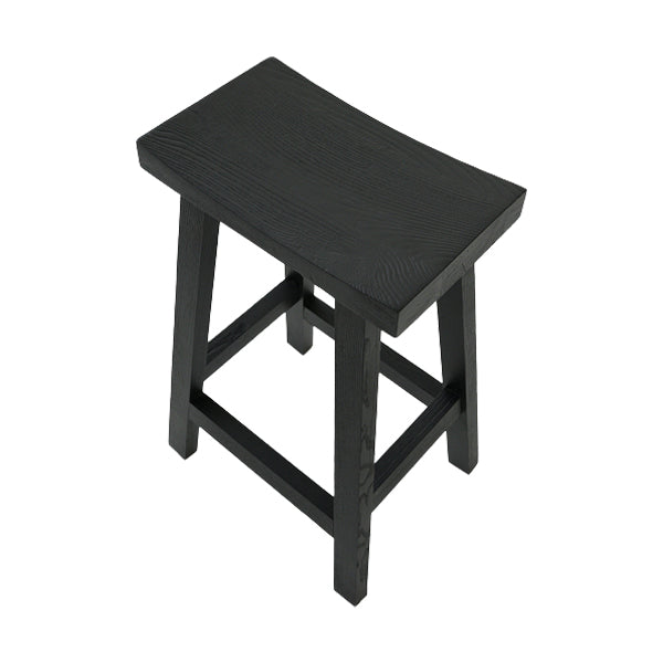 Contemporary Black Ash Solid Wood Armless Bar Stool with Footrest Textured Black 1 Piece Clearhalo 'Bar Furniture' 'Bar Stools' 'bar_stools' 'furn' 'furn_bar_stools' 'Furniture' 'Kitchen & Dining Furniture' 7794925