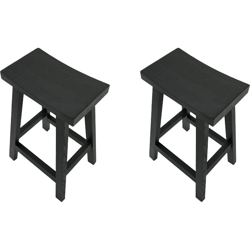 Contemporary Black Ash Solid Wood Armless Bar Stool with Footrest Textured Black 2 Piece Set Clearhalo 'Bar Furniture' 'Bar Stools' 'bar_stools' 'furn' 'furn_bar_stools' 'Furniture' 'Kitchen & Dining Furniture' 7794926