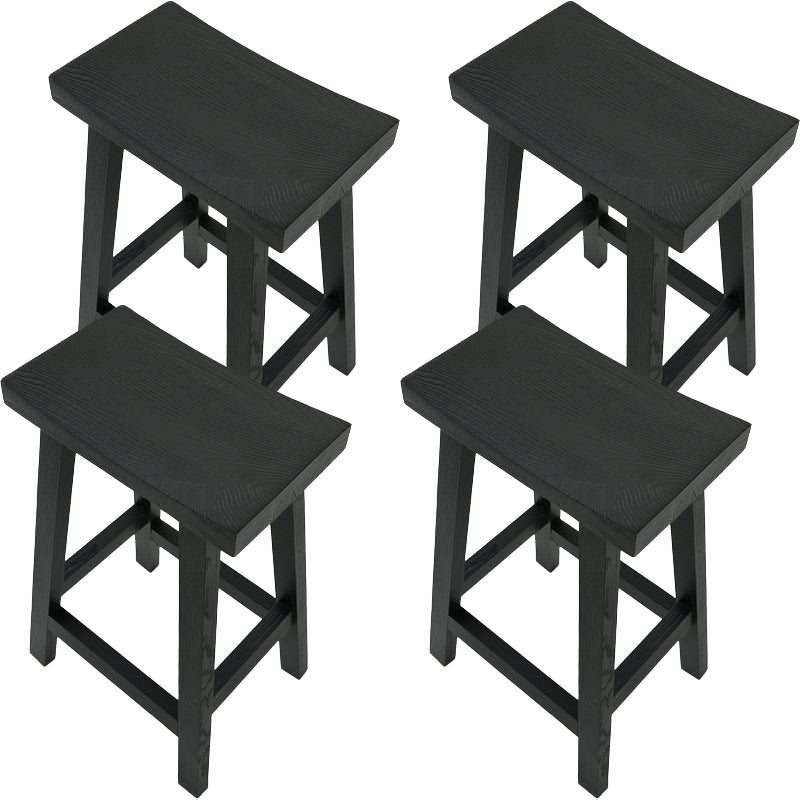 Contemporary Black Ash Solid Wood Armless Bar Stool with Footrest Textured Black 4 Piece Set Clearhalo 'Bar Furniture' 'Bar Stools' 'bar_stools' 'furn' 'furn_bar_stools' 'Furniture' 'Kitchen & Dining Furniture' 7794927