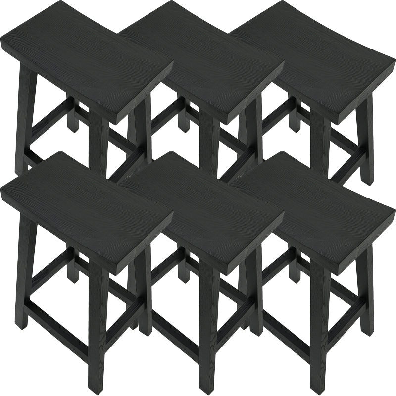 Contemporary Black Ash Solid Wood Armless Bar Stool with Footrest Textured Black 6 Piece Set Clearhalo 'Bar Furniture' 'Bar Stools' 'bar_stools' 'furn' 'furn_bar_stools' 'Furniture' 'Kitchen & Dining Furniture' 7794928