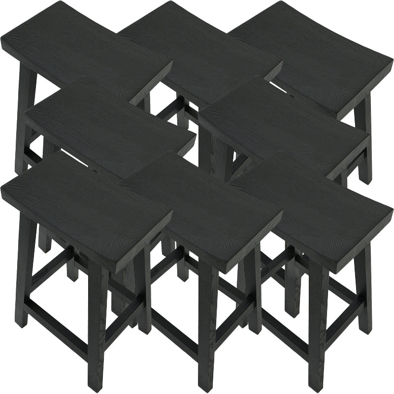 Contemporary Black Ash Solid Wood Armless Bar Stool with Footrest Textured Black 8 Piece Set Clearhalo 'Bar Furniture' 'Bar Stools' 'bar_stools' 'furn' 'furn_bar_stools' 'Furniture' 'Kitchen & Dining Furniture' 7794929
