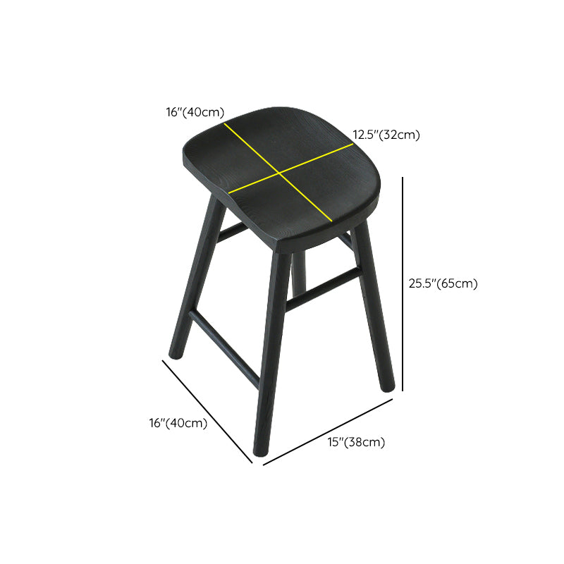 Contemporary Black Ash Solid Wood Armless Bar Stool with Footrest Clearhalo 'Bar Furniture' 'Bar Stools' 'bar_stools' 'furn' 'furn_bar_stools' 'Furniture' 'Kitchen & Dining Furniture' 7794930