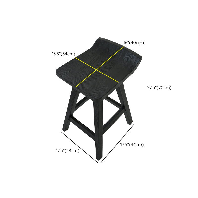 Contemporary Black Ash Solid Wood Armless Bar Stool with Footrest Clearhalo 'Bar Furniture' 'Bar Stools' 'bar_stools' 'furn' 'furn_bar_stools' 'Furniture' 'Kitchen & Dining Furniture' 7794933