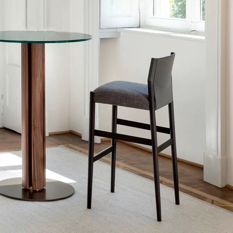 Contemporary Upholstered Armless Bar Stool with Solid Wood Legs Clearhalo 'Bar Furniture' 'Bar Stools' 'bar_stools' 'furn' 'furn_bar_stools' 'Furniture' 'Kitchen & Dining Furniture' 7794934