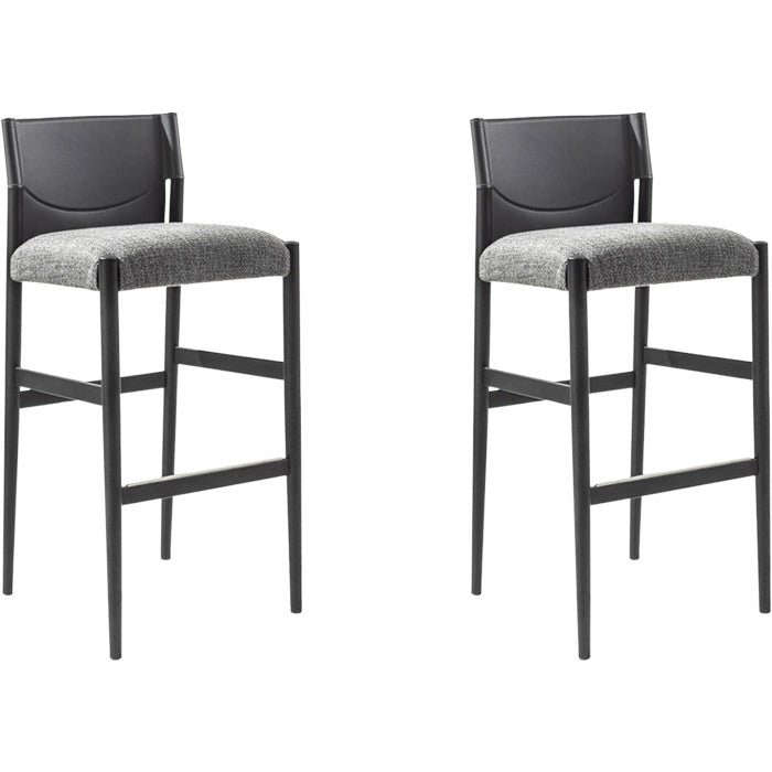 Contemporary Upholstered Armless Bar Stool with Solid Wood Legs 2 Piece Set Clearhalo 'Bar Furniture' 'Bar Stools' 'bar_stools' 'furn' 'furn_bar_stools' 'Furniture' 'Kitchen & Dining Furniture' 7794936