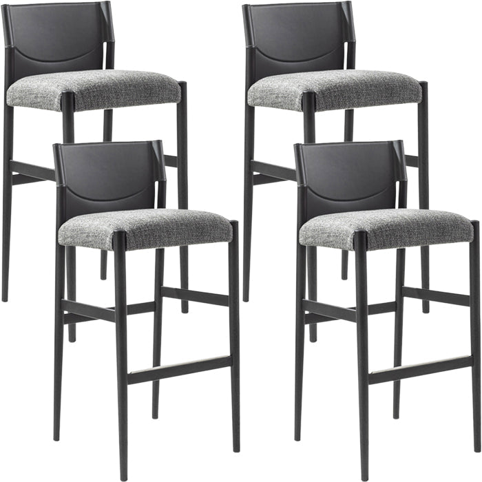 Contemporary Upholstered Armless Bar Stool with Solid Wood Legs 4 Piece Set Clearhalo 'Bar Furniture' 'Bar Stools' 'bar_stools' 'furn' 'furn_bar_stools' 'Furniture' 'Kitchen & Dining Furniture' 7794938