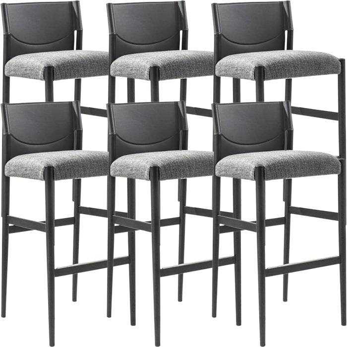 Contemporary Upholstered Armless Bar Stool with Solid Wood Legs 6 Piece Set Clearhalo 'Bar Furniture' 'Bar Stools' 'bar_stools' 'furn' 'furn_bar_stools' 'Furniture' 'Kitchen & Dining Furniture' 7794940