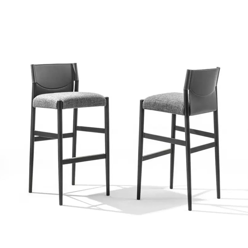 Contemporary Upholstered Armless Bar Stool with Solid Wood Legs Clearhalo 'Bar Furniture' 'Bar Stools' 'bar_stools' 'furn' 'furn_bar_stools' 'Furniture' 'Kitchen & Dining Furniture' 7794944