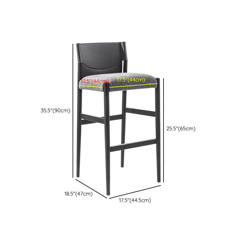 Contemporary Upholstered Armless Bar Stool with Solid Wood Legs Clearhalo 'Bar Furniture' 'Bar Stools' 'bar_stools' 'furn' 'furn_bar_stools' 'Furniture' 'Kitchen & Dining Furniture' 7794945