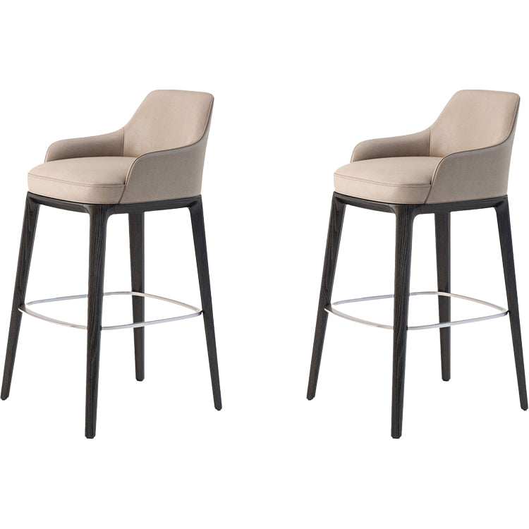 Faux Leather Upholstered Arm Bar Stool with Solid Wood Legs for Home Beige 2 Piece Set Clearhalo 'Bar Furniture' 'Bar Stools' 'bar_stools' 'furn' 'furn_bar_stools' 'Furniture' 'Kitchen & Dining Furniture' 7794949