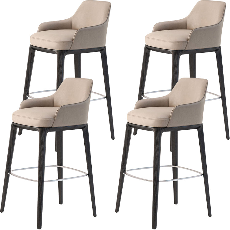Faux Leather Upholstered Arm Bar Stool with Solid Wood Legs for Home Beige 4 Piece Set Clearhalo 'Bar Furniture' 'Bar Stools' 'bar_stools' 'furn' 'furn_bar_stools' 'Furniture' 'Kitchen & Dining Furniture' 7794951