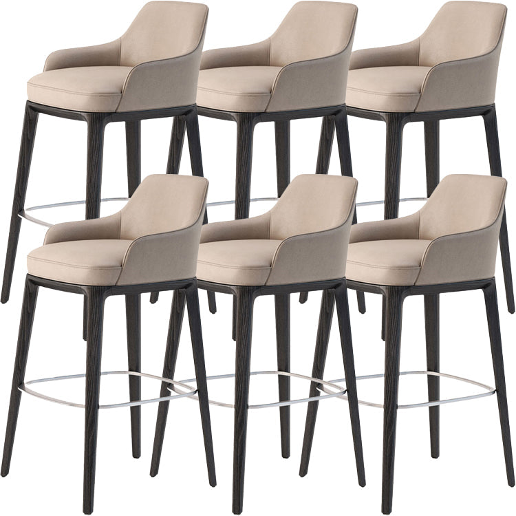 Faux Leather Upholstered Arm Bar Stool with Solid Wood Legs for Home Beige 6 Piece Set Clearhalo 'Bar Furniture' 'Bar Stools' 'bar_stools' 'furn' 'furn_bar_stools' 'Furniture' 'Kitchen & Dining Furniture' 7794953