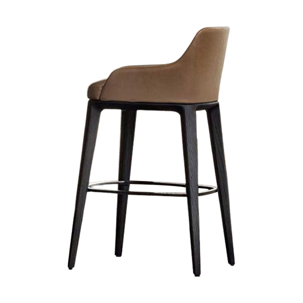 Faux Leather Upholstered Arm Bar Stool with Solid Wood Legs for Home Brown 1 Piece Clearhalo 'Bar Furniture' 'Bar Stools' 'bar_stools' 'furn' 'furn_bar_stools' 'Furniture' 'Kitchen & Dining Furniture' 7794957