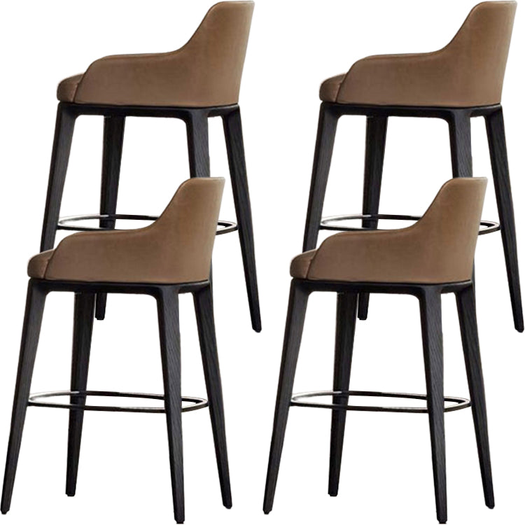 Faux Leather Upholstered Arm Bar Stool with Solid Wood Legs for Home Brown 4 Piece Set Clearhalo 'Bar Furniture' 'Bar Stools' 'bar_stools' 'furn' 'furn_bar_stools' 'Furniture' 'Kitchen & Dining Furniture' 7794959