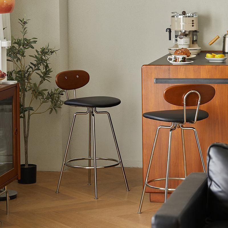 Moderni sgabelli da bar sul retro in legno in finto rivestimento con base in metallo