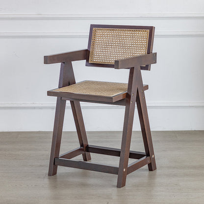 Eigentijdse lage rug vast hout gewapende barkruk met voetsteun