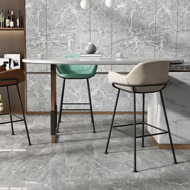 Modern Style Backrest Arm Counter Stool with Metal Base and Leather Cushion Clearhalo 'Bar Furniture' 'Bar Stools' 'bar_stools' 'furn' 'furn_bar_stools' 'Furniture' 'Kitchen & Dining Furniture' 7795061