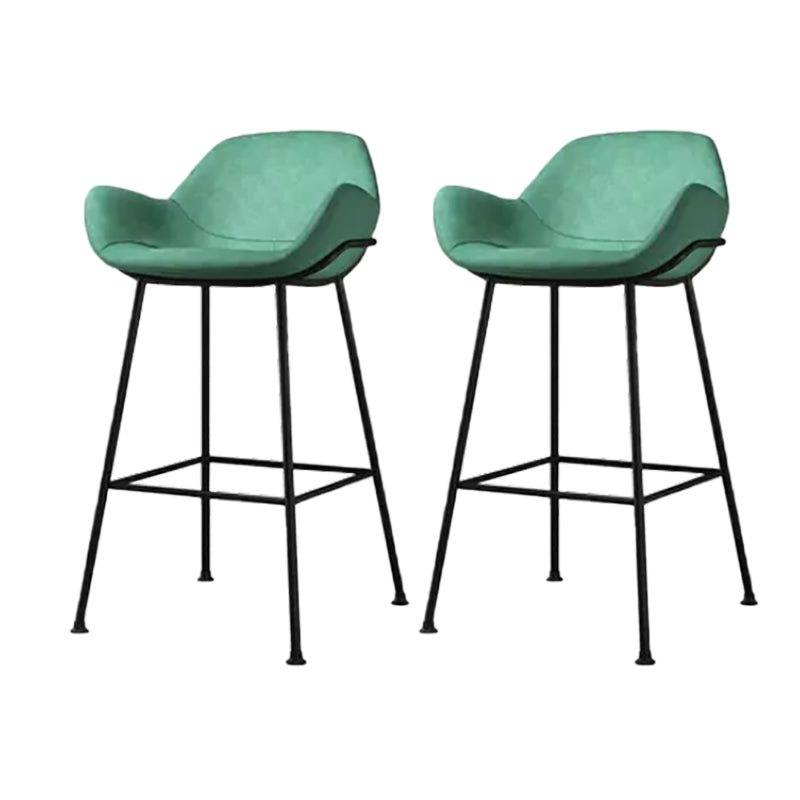 Modern Style Backrest Arm Counter Stool with Metal Base and Leather Cushion Blue 2 Piece Set Clearhalo 'Bar Furniture' 'Bar Stools' 'bar_stools' 'furn' 'furn_bar_stools' 'Furniture' 'Kitchen & Dining Furniture' 7795062