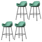 Modern Style Backrest Arm Counter Stool with Metal Base and Leather Cushion Blue 4 Piece Set Clearhalo 'Bar Furniture' 'Bar Stools' 'bar_stools' 'furn' 'furn_bar_stools' 'Furniture' 'Kitchen & Dining Furniture' 7795064