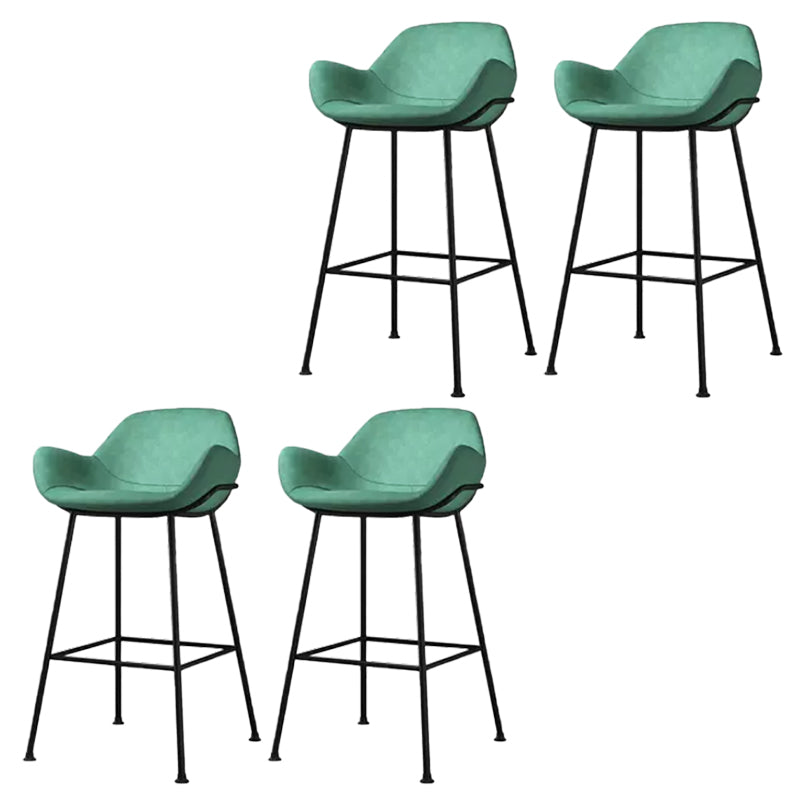 Modern Style Backrest Arm Counter Stool with Metal Base and Leather Cushion Blue 4 Piece Set Clearhalo 'Bar Furniture' 'Bar Stools' 'bar_stools' 'furn' 'furn_bar_stools' 'Furniture' 'Kitchen & Dining Furniture' 7795064