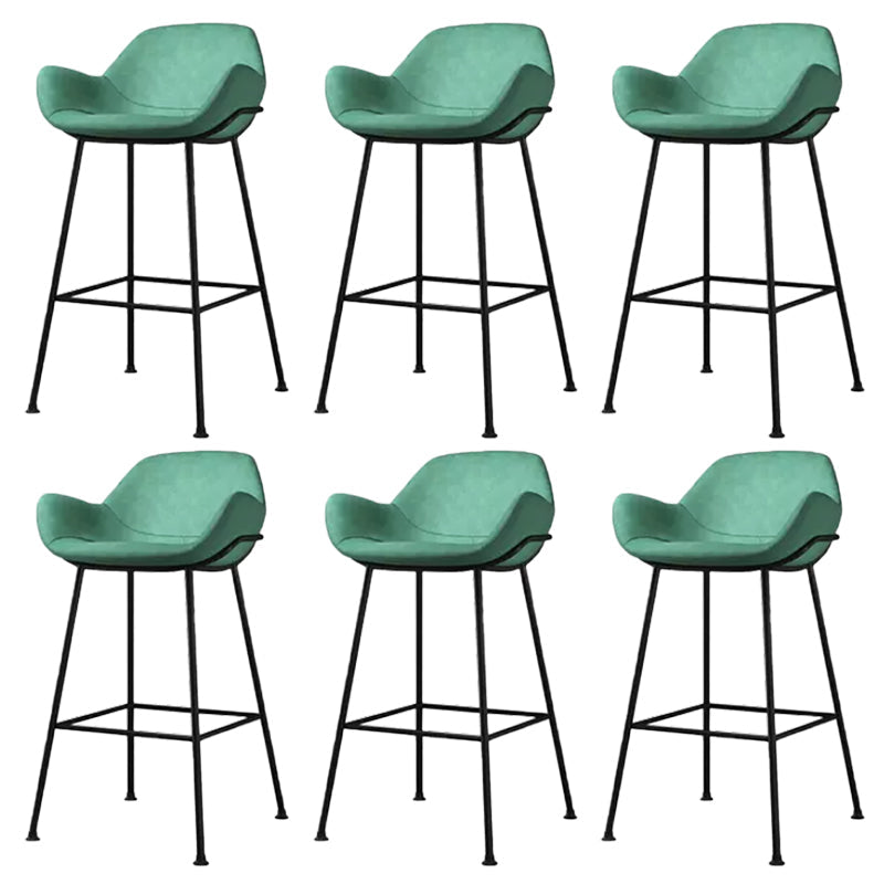 Modern Style Backrest Arm Counter Stool with Metal Base and Leather Cushion Blue 6 Piece Set Clearhalo 'Bar Furniture' 'Bar Stools' 'bar_stools' 'furn' 'furn_bar_stools' 'Furniture' 'Kitchen & Dining Furniture' 7795066