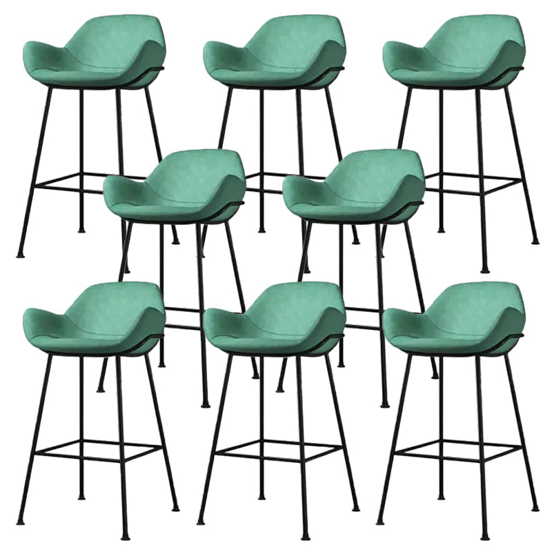 Modern Style Backrest Arm Counter Stool with Metal Base and Leather Cushion Blue 8 Piece Set Clearhalo 'Bar Furniture' 'Bar Stools' 'bar_stools' 'furn' 'furn_bar_stools' 'Furniture' 'Kitchen & Dining Furniture' 7795067