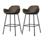 Modern Style Backrest Arm Counter Stool with Metal Base and Leather Cushion Khaki 2 Piece Set Clearhalo 'Bar Furniture' 'Bar Stools' 'bar_stools' 'furn' 'furn_bar_stools' 'Furniture' 'Kitchen & Dining Furniture' 7795071