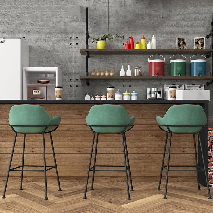 Modern Style Backrest Arm Counter Stool with Metal Base and Leather Cushion Clearhalo 'Bar Furniture' 'Bar Stools' 'bar_stools' 'furn' 'furn_bar_stools' 'Furniture' 'Kitchen & Dining Furniture' 7795075
