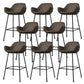 Modern Style Backrest Arm Counter Stool with Metal Base and Leather Cushion Khaki 8 Piece Set Clearhalo 'Bar Furniture' 'Bar Stools' 'bar_stools' 'furn' 'furn_bar_stools' 'Furniture' 'Kitchen & Dining Furniture' 7795077