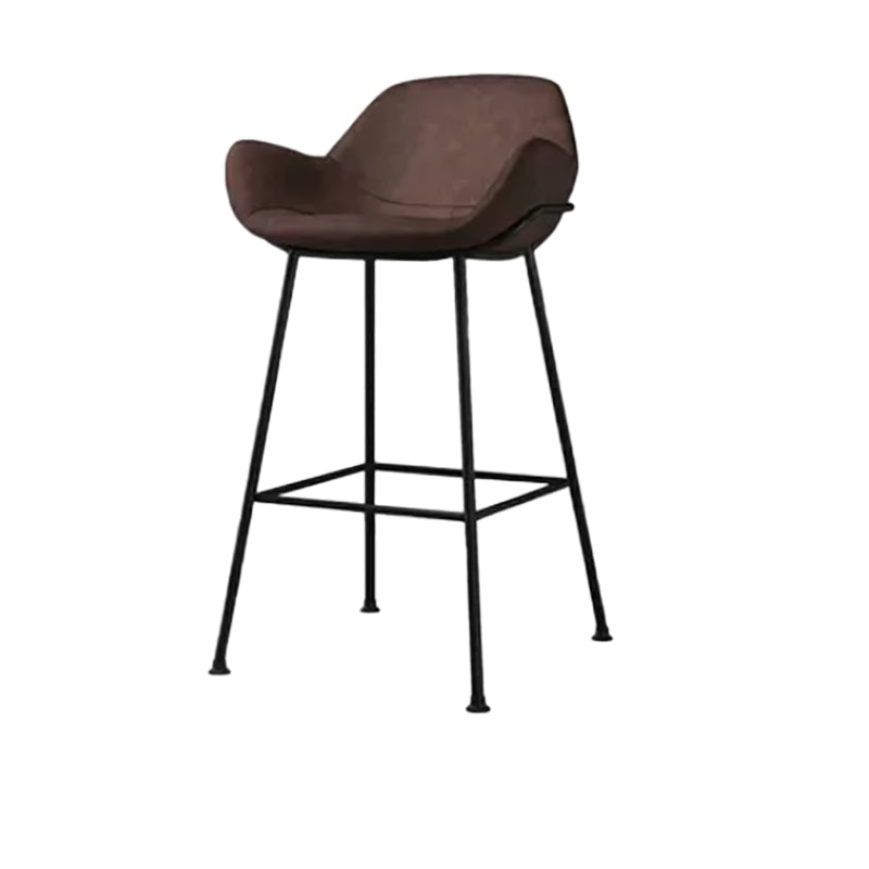 Modern Style Backrest Arm Counter Stool with Metal Base and Leather Cushion Brown 1 Piece Clearhalo 'Bar Furniture' 'Bar Stools' 'bar_stools' 'furn' 'furn_bar_stools' 'Furniture' 'Kitchen & Dining Furniture' 7795079