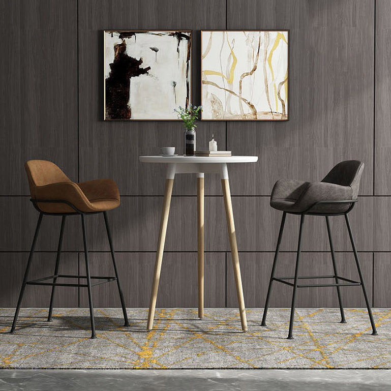Modern Style Backrest Arm Counter Stool with Metal Base and Leather Cushion Clearhalo 'Bar Furniture' 'Bar Stools' 'bar_stools' 'furn' 'furn_bar_stools' 'Furniture' 'Kitchen & Dining Furniture' 7795080