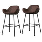 Modern Style Backrest Arm Counter Stool with Metal Base and Leather Cushion Brown 2 Piece Set Clearhalo 'Bar Furniture' 'Bar Stools' 'bar_stools' 'furn' 'furn_bar_stools' 'Furniture' 'Kitchen & Dining Furniture' 7795081
