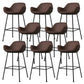 Modern Style Backrest Arm Counter Stool with Metal Base and Leather Cushion Brown 8 Piece Set Clearhalo 'Bar Furniture' 'Bar Stools' 'bar_stools' 'furn' 'furn_bar_stools' 'Furniture' 'Kitchen & Dining Furniture' 7795084