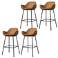Modern Style Backrest Arm Counter Stool with Metal Base and Leather Cushion Light Brown 4 Piece Set Clearhalo 'Bar Furniture' 'Bar Stools' 'bar_stools' 'furn' 'furn_bar_stools' 'Furniture' 'Kitchen & Dining Furniture' 7795087