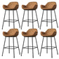 Modern Style Backrest Arm Counter Stool with Metal Base and Leather Cushion Light Brown 6 Piece Set Clearhalo 'Bar Furniture' 'Bar Stools' 'bar_stools' 'furn' 'furn_bar_stools' 'Furniture' 'Kitchen & Dining Furniture' 7795088