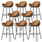 Modern Style Backrest Arm Counter Stool with Metal Base and Leather Cushion Light Brown 8 Piece Set Clearhalo 'Bar Furniture' 'Bar Stools' 'bar_stools' 'furn' 'furn_bar_stools' 'Furniture' 'Kitchen & Dining Furniture' 7795089